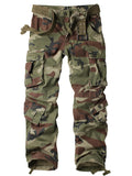 Men's Casual Cargo Pants Camo Pants Combat Work Pants with 8 Pockets(No Belt)