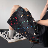 Men's Clothing Fashion Loose High Waist Patchwork Man Summer Lacing Printing Handsome Pockets Sports Comfortable Casual Shorts