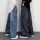 Vintage Y2K Streetwear Baggy Cargo Jeans High Waisted Straight Wide Leg Pants Fashion Loose Denim Trousers New Washed Jeans