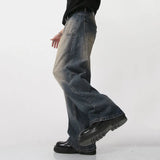 Men's Wear New Spring Vintage Male Washed Jeans High Waist Front Pocket Loose Straight Wide Leg Pants Fashion