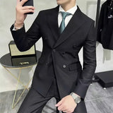 Dress Jackets Men's Suit Business Thin Double Breasted Coat Male Blazer Slim Fit Clothing Spring Clothes High Quality Summer