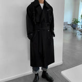 Men's Wear Korean Trend Windbreaker Mid Long Loose Clothes Handsome Male's Autumn Casual Trench Coat With Belt New