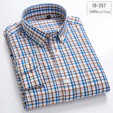 New in shirt 100%cotton long-sleeve shirts for men slim fit plain shirt thin plaid striped tops fashion elegants office clothes