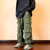 Men Cargo Pants Multi-Pockets Tool Pants Harajuku Mens Vintage Loose Wide Leg Pants Streetwear Casual Hip-Hop Trousers