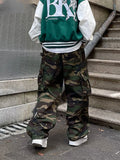 Famous Brand Trendy Camouflage Casual Spring Autumn High Waist Loose Sports Overalls Cargo Pants Men