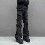 Y2K Fashion Washed Black Baggy Stacked Jeans Pants For Men Clothing Straight Hip Hop Long Trousers Pantalones Hombre