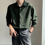 New Korean Fashion Autumn Shirts Men Business Casual Neat Capable Hipster Street England Style Elegant Stripe Clothes Top