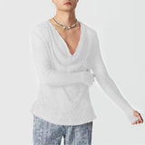 Mens Sexy See-Through Mesh Long-Sleeved Top  New Genderless Nightclub Individuality Youthful Thin Low-Cut T-Shirt Unisex