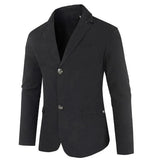 New Men's Solid Color Long Sleeves Dress Formal Cotton Blend Casual Slim Fit Two Button Suit Jacket Coat