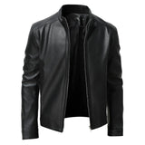 Autumn Mens Fashion Leather Jacket Slim Fit Stand Collar Pu Jacket Male Anti-Wind Motorcycle Zipper Jackets Men Outerwear