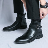 Fashion Man Classic Business Soft Leather Chelsea Boots Fashion Pointed Ankle Boots Men Casual British Style Short High-Top Shoe