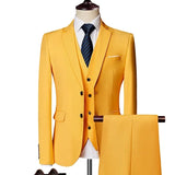 Blazers Set Suits for Men(Jacket + Vest + Pants)three Piece Set Solid Business Casual Slim Fit Formal Dress Groom Tuxedo Wedding