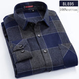 New in shirt high-quality plus size 100%cotton sanding long-sleeve shirts for men casual shirt plaid tops single pocket clothes