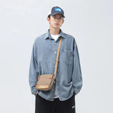 Japanese Fresh Men's Fashion High Street Autumn Denim Long-Sleeved Shirt Men's Women's Loose Basic Casual Wash Shirt Coat Trend