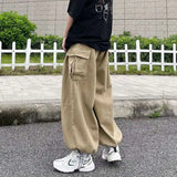 Fashion Casual Street Cargo Pants Men Japanese High Street Harajuku Straight Tube Loose Tide Hong Kong Style Retro Wide-Leg Pant