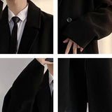 Trench Men Korean Commuting Style High Street Stylish Males Overcoats All-match Handsome Youthful Popular Long Sleeve Autumn New