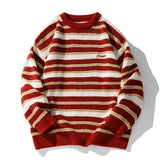 Lazy Retro Striped Sweater Men Women Autumn Winter Thick Knit Casual Embroidered Knit Pullover Sweater Jacket Couple