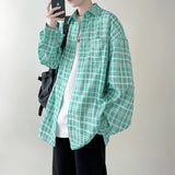 4 Colors Plaid Men Blouses Harajuku Checked Shirts Men High Quality Autumn New Oversize Streetwear Retro Men's Handsome Shirt