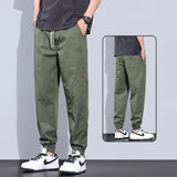 Spring Autumn New Fashion Elastic Waist Solid Men's Clothing Drawstring Pockets American Style Bound Feet Chaopai Casual Pants