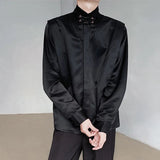 Chinese Style Men's Shirt Knot Button Stand Collar Long Sleeve Spring New Fashion Versatile Solid Color Clothing