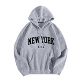 Men Women New York U.S.A City Hoodies Fashion Letter Printed Graphic Sweatshirts Loose Casual Harajuku Hooded Pullover Sportwear