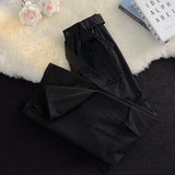 Spring Autumn New Fashion Elastic Waist Lacing Solid All-match Japanese Style Men's Clothing Pockets Cargo Loose Straight Pants