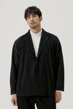 Miyake Blazer Men Pleated Black Suits For Men Stretch Fabric Slim Fit Coat High Quality Casual Japanese Style Blazers