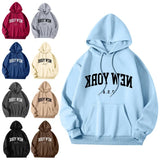 Men Women New York U.S.A City Hoodies Fashion Letter Printed Graphic Sweatshirts Loose Casual Harajuku Hooded Pullover Sportwear