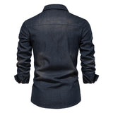 Brand Elastic Cotton Denim Shirt Men Long Sleeve Quality Cowboy Shirts for Men Casual Slim Fit Mens Designer Clothing