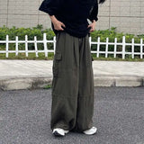 Fashion Casual Street Cargo Pants Men Japanese High Street Harajuku Straight Tube Loose Tide Hong Kong Style Retro Wide-Leg Pant