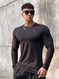 T-shirt Men Casual Long Sleeve Skinny Shirt Male Bodybuilding Tees Tops Running Sports Quick Dry Training Clothing