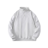 Men's Clean Fit Hoodies Coat Solid Stand Collar Half Zipper Neck Oversized Pullovers Stylish Students College Clothes