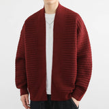 Autumn Winter Men's Casual Cardigan No Button Simple Knitwear Long Sleeve Knit Outerwear Woven Jacket Solid Knitted Coat Male