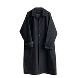 Korean Style Men's Windbreaker Single Breasted Long Solid Color Turn-down Collar Overknee Casual Male Trench