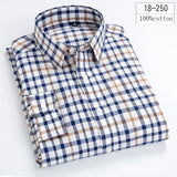 New in shirt 100%cotton long-sleeve shirts for men slim fit plain shirt thin plaid striped tops fashion elegants office clothes