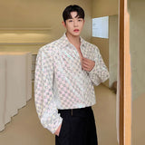 Spring Korean Style Men's Shirts Embroidery Design Male Long Sleeve Single Breasted Shirts Turn-down Collar