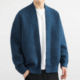 Autumn Winter Men's Casual Cardigan No Button Simple Knitwear Long Sleeve Knit Outerwear Woven Jacket Solid Knitted Coat Male