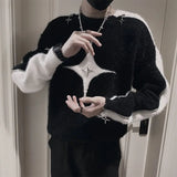 Autumn Winte New Fashion Round Neck Long Sleeve Pullovers Men's Clothing Color Blocking Knitting Casual Loose All-match Sweaters