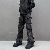 Y2K Fashion Washed Black Baggy Stacked Jeans Pants For Men Clothing Straight Hip Hop Long Trousers Pantalones Hombre