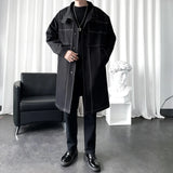 Korean style Spring Autumn Trench Coat Male Streetwear Windbreaker Trenchcoat Men Solid Long Men's Jacket Overcoat