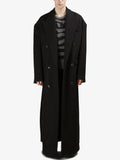 Autumn Winter Extra Long Black Oversized Thick Warm Soft Wool & Blends Coat Men Double Breasted Korean Fashion