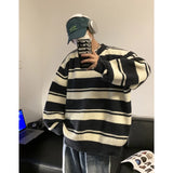 Striped Men Sweaters Men's Pullovers Harajuku Streetwear Winter New Casual Loose Wool Warm Knited Turtleneck Pullovers Top 3XL