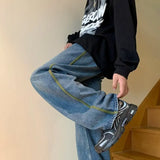 Mens Jeans Pants Classic Fashion Straight Sweatpants Blue Stretch Denim Trousers