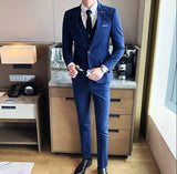 Boutique (Blazer + Vest + Trousers) Fashion Business Variety Gentleman Elegant Casual Formal Dress Korean Suit Three-piece Suit