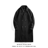 Korean Trend Men's Loose Casual Double-breasted Overcoat Autumn Winter Fashion New Long Sleeve Woolen Long Coat Cardigans Jacket