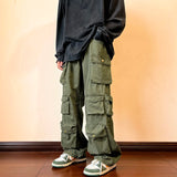 Y2k Men's Cargo Pants Multi Pocket Male Hiphop Overalls High Street Safari Style Trousers Summer New Streetwear