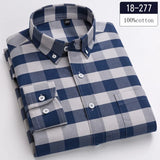 New in shirt 100%cotton long-sleeve shirts for men slim fit plain shirt thin plaid striped tops fashion elegants office clothes