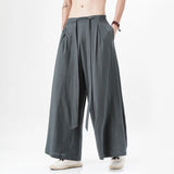 Harajuku Linen Cotton Linen Pants Man Japanese Kimono Pants Male Streetwear Summer Retro Wide-Leg Trousers