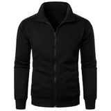 Men's casual sports zipper stand collar hoodie coat men's solid color cardigan