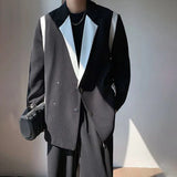 Men Blazer Patchwork Lapel Long Sleeve Streewear Button Loose Csual Suits Korean Fashion Men Thin Coats M-2XL